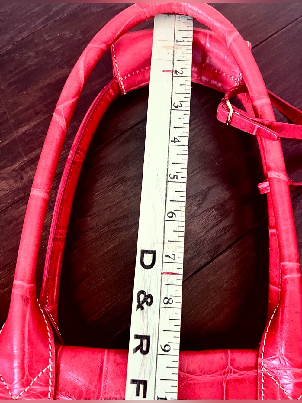 Vintage Dooney & Bourke Red Croc Embossed Leather Satchel / Tote with Lock & Key - Picture 10 of 16